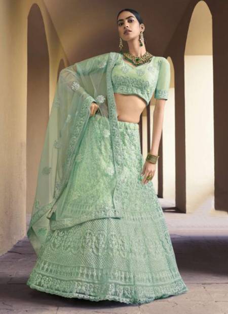 Green Colour ARYA KHAWAAB VOL 3 Fancy Soft Net Sequence Dori Work Festive Party Wear Lehenga Choli Collection 6005